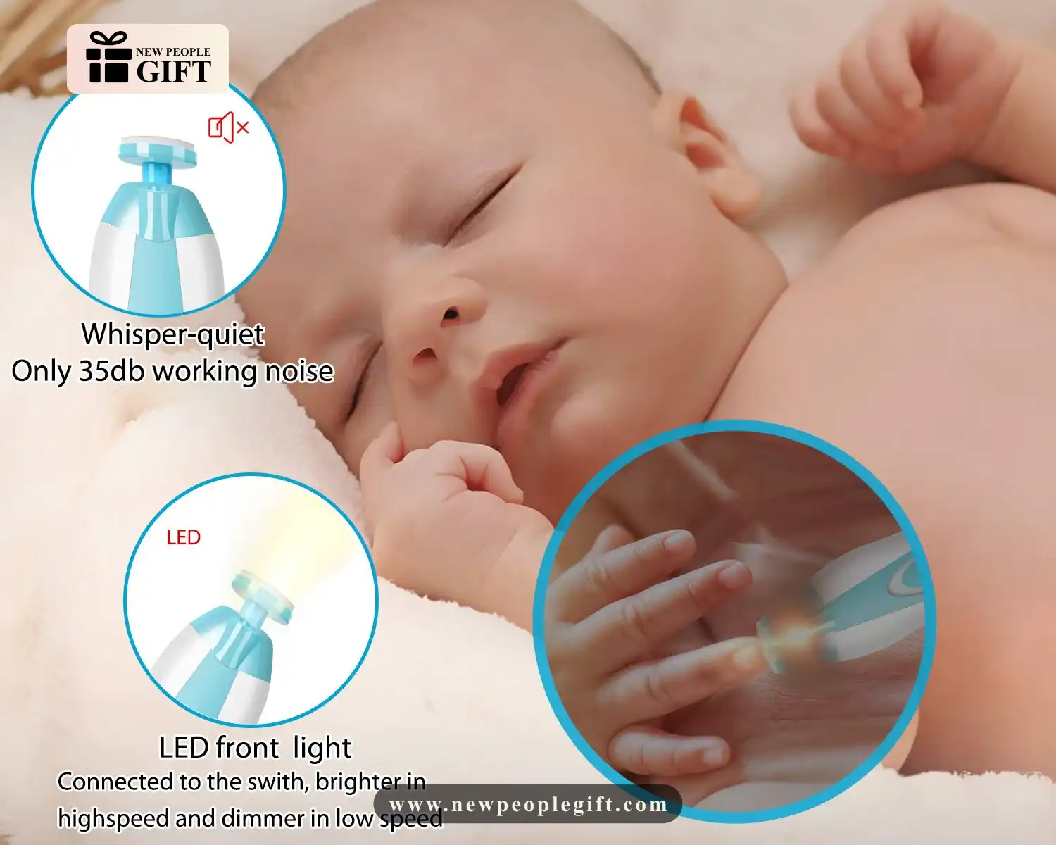 Baby Nail Grinder (Safe & Gentle Electric Nail Trimmer for Infants)