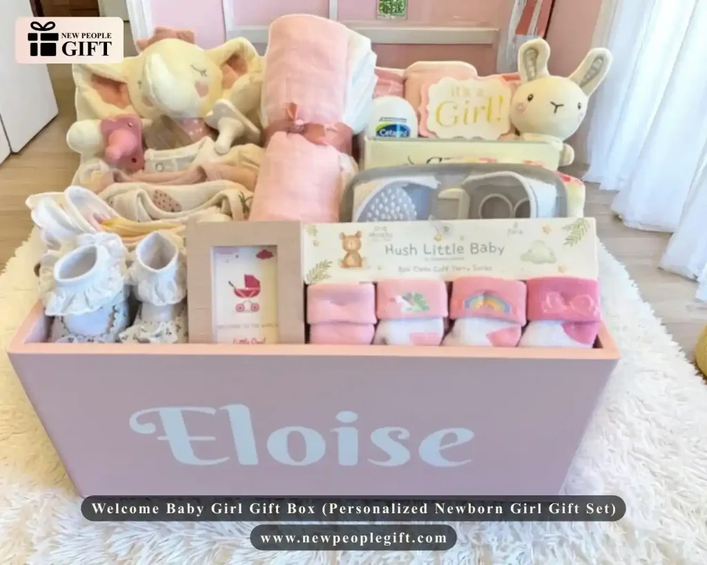 Welcome Baby Girl Gift Box (Personalized Newborn Girl Gift Set)