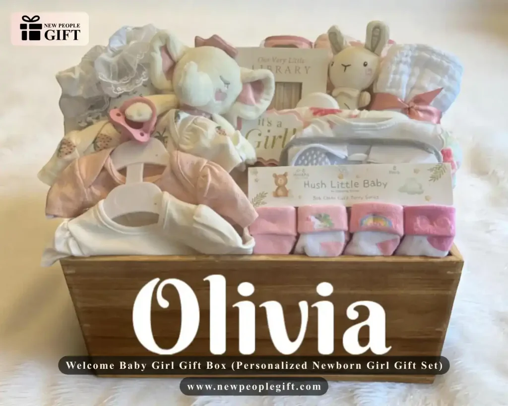 Welcome Baby Girl Gift Box (Personalized Newborn Girl Gift Set)
